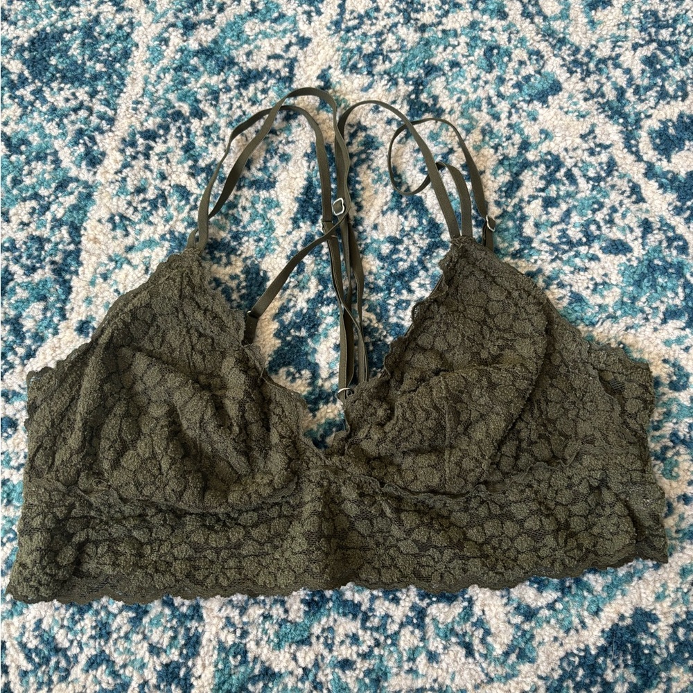Aerie green lace strappy bralette size M
